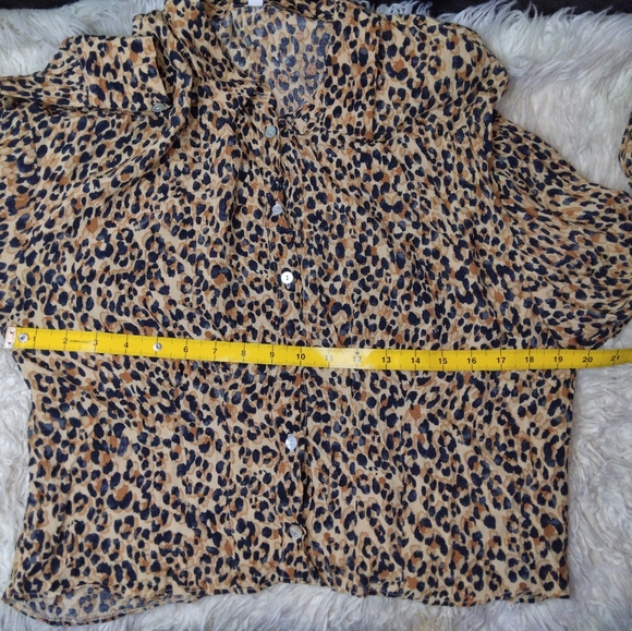 Zara Trf Collection Leopard Print Button Down Blouse Size XL - Picture 11 of 12